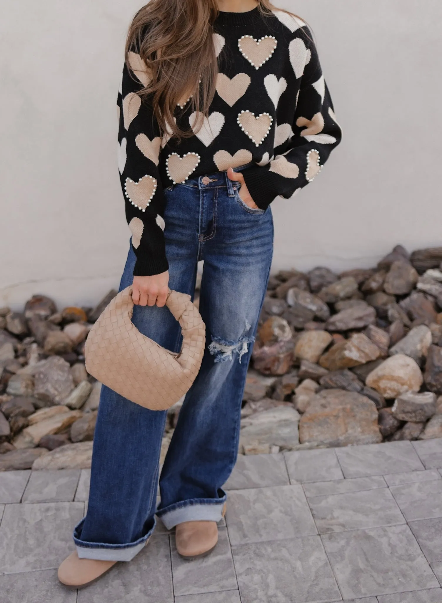Hearts Galore Luxe Pearl Detail Sweater