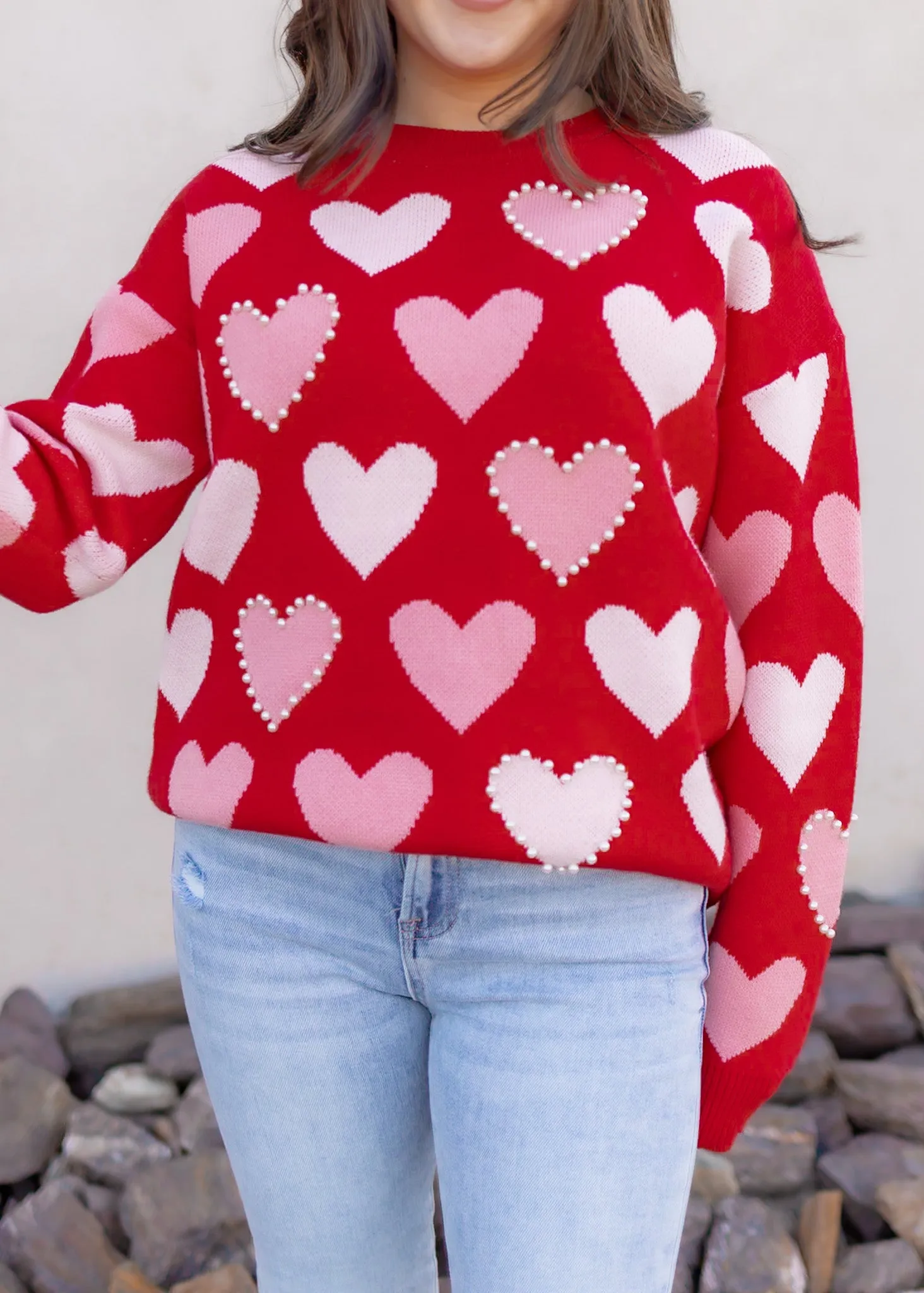 Hearts Galore Luxe Pearl Detail Sweater