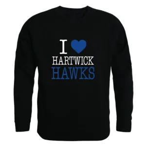 I Love Hartwick College Hawks Fleece Crewneck Pullover Sweatshirt