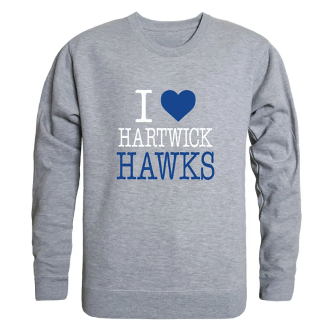 I Love Hartwick College Hawks Fleece Crewneck Pullover Sweatshirt