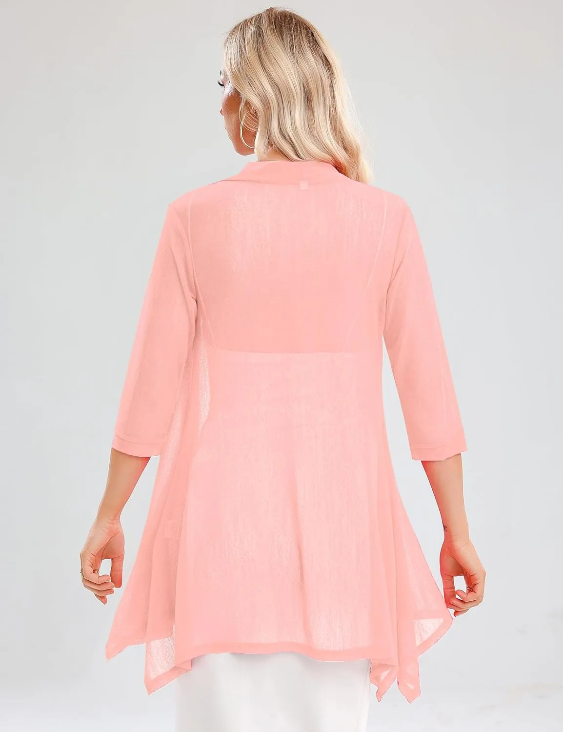 iClosam Women 3/4 Sleeve Cardigan Sweater Casual Sheer Open Front Kimono Cardigans Summer Trendy Beach Cover Ups