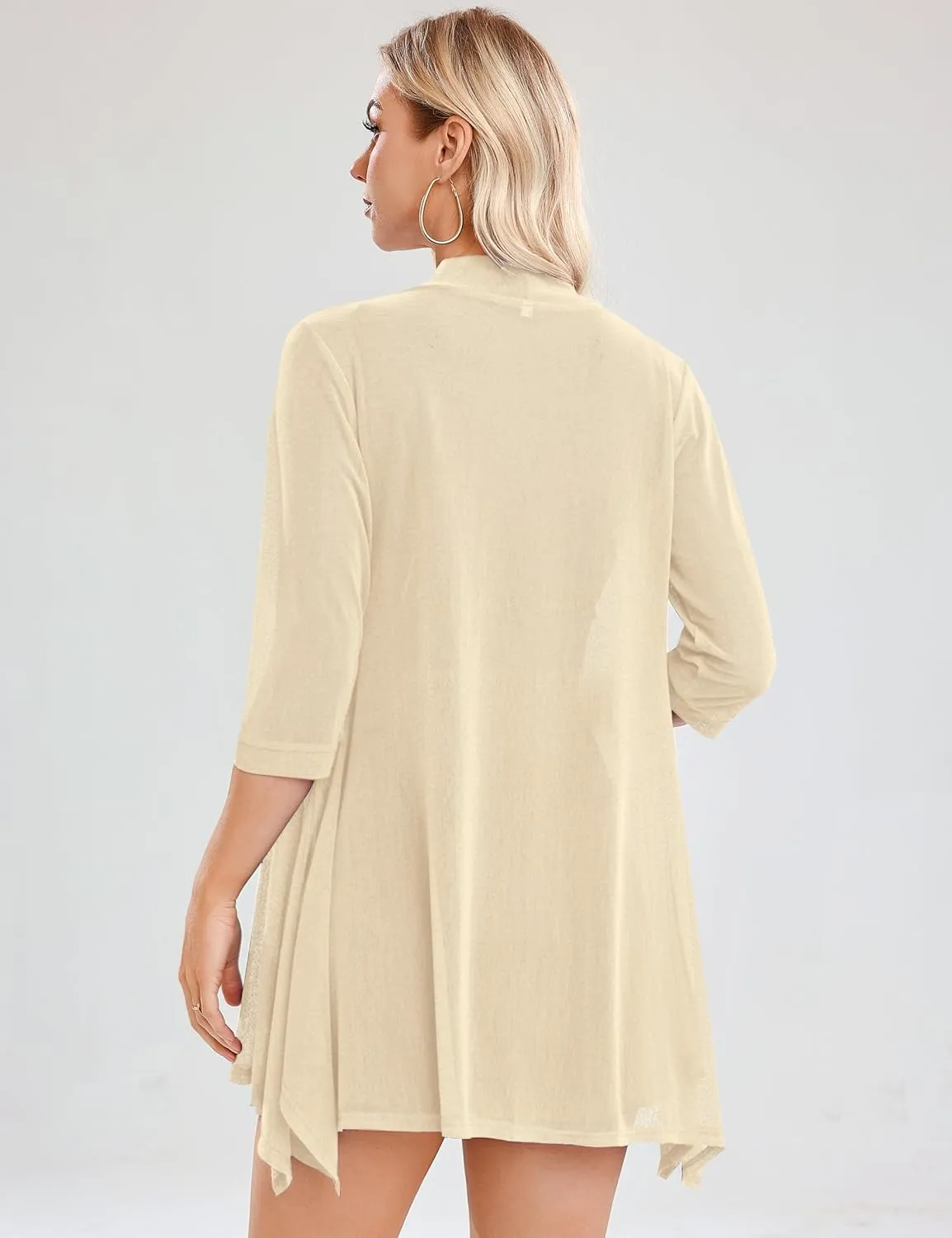 iClosam Women 3/4 Sleeve Cardigan Sweater Casual Sheer Open Front Kimono Cardigans Summer Trendy Beach Cover Ups