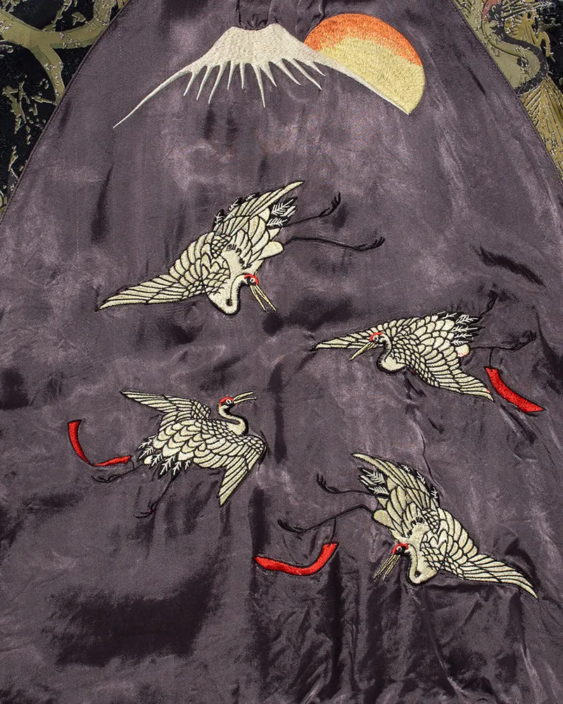 Japanese Repro Souvenir Jacket, Reversible, Gold Birds and Mt. Fuji - M