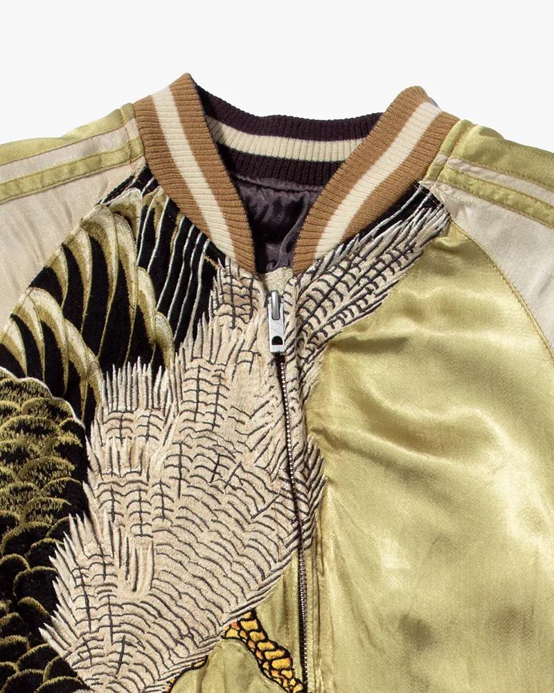 Japanese Repro Souvenir Jacket, Reversible, Gold Birds and Mt. Fuji - M