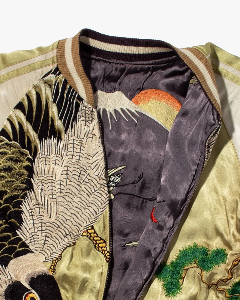 Japanese Repro Souvenir Jacket, Reversible, Gold Birds and Mt. Fuji - M