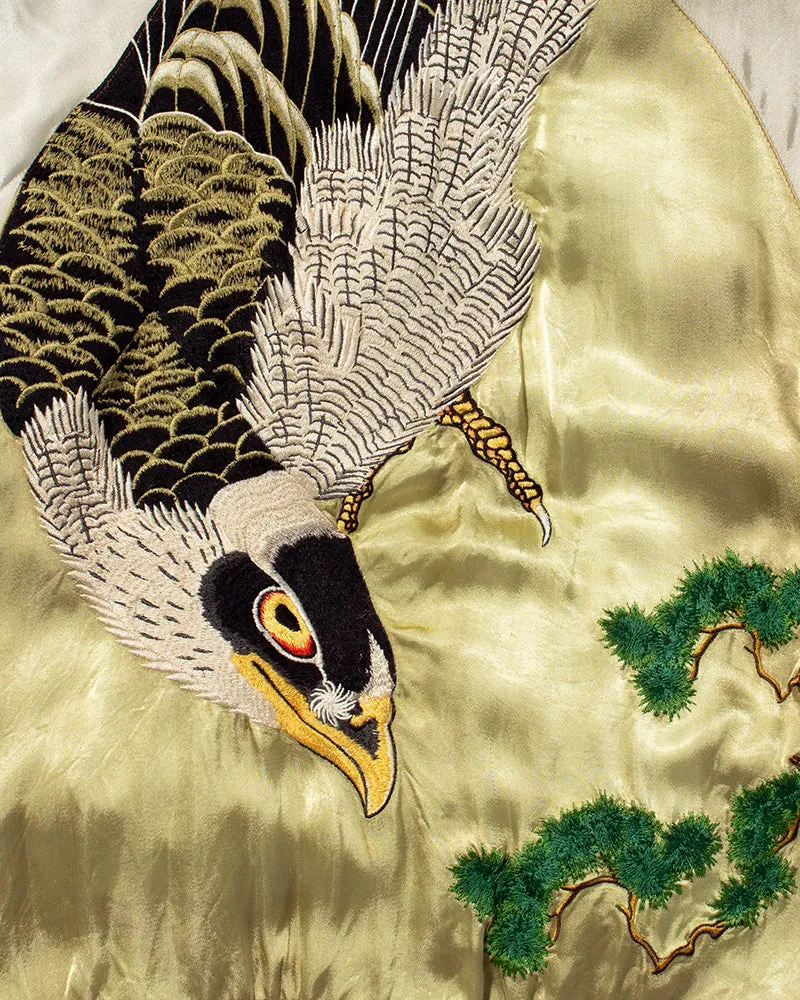 Japanese Repro Souvenir Jacket, Reversible, Gold Birds and Mt. Fuji - M