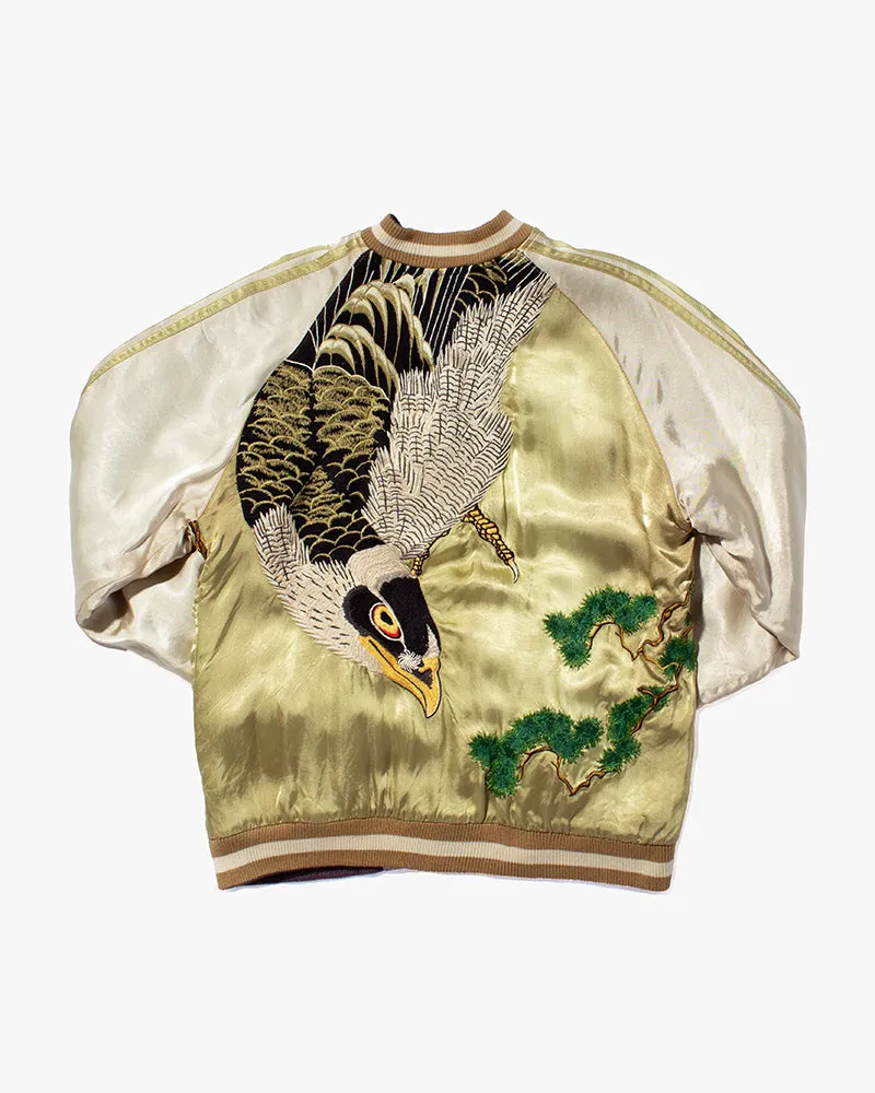 Japanese Repro Souvenir Jacket, Reversible, Gold Birds and Mt. Fuji - M