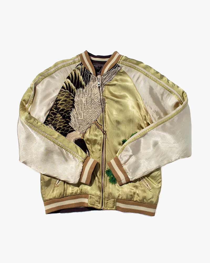 Japanese Repro Souvenir Jacket, Reversible, Gold Birds and Mt. Fuji - M