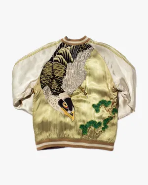 Japanese Repro Souvenir Jacket, Reversible, Gold Birds and Mt. Fuji - M