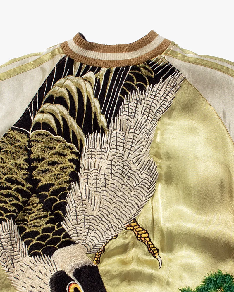 Japanese Repro Souvenir Jacket, Reversible, Gold Birds and Mt. Fuji - M