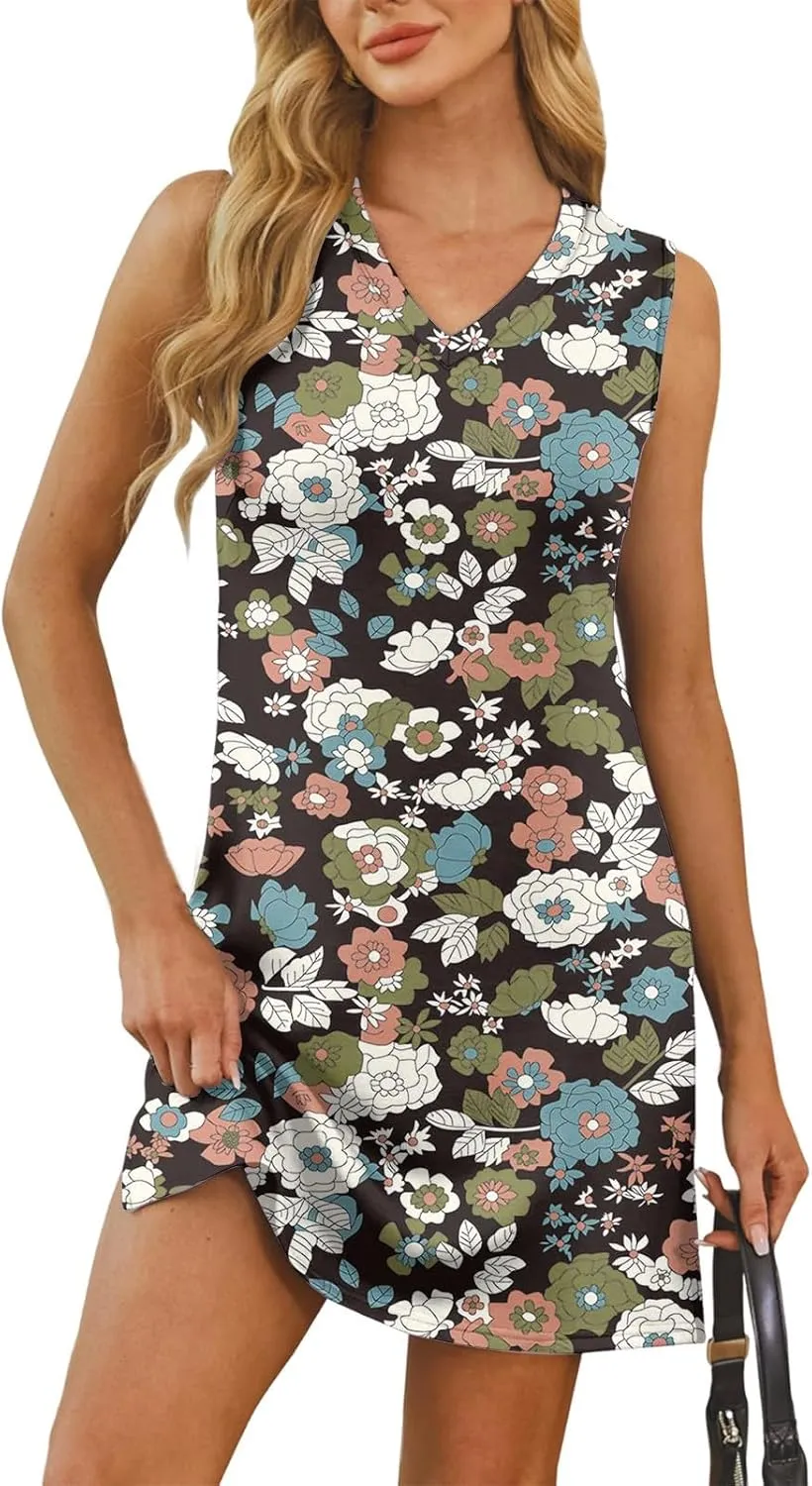 KUIOLYPOER Summer Dresses for Women 2025 Casual V Neck Sleeveless Sundresses Boho Tank Dress Beach Hawaiian Dresses