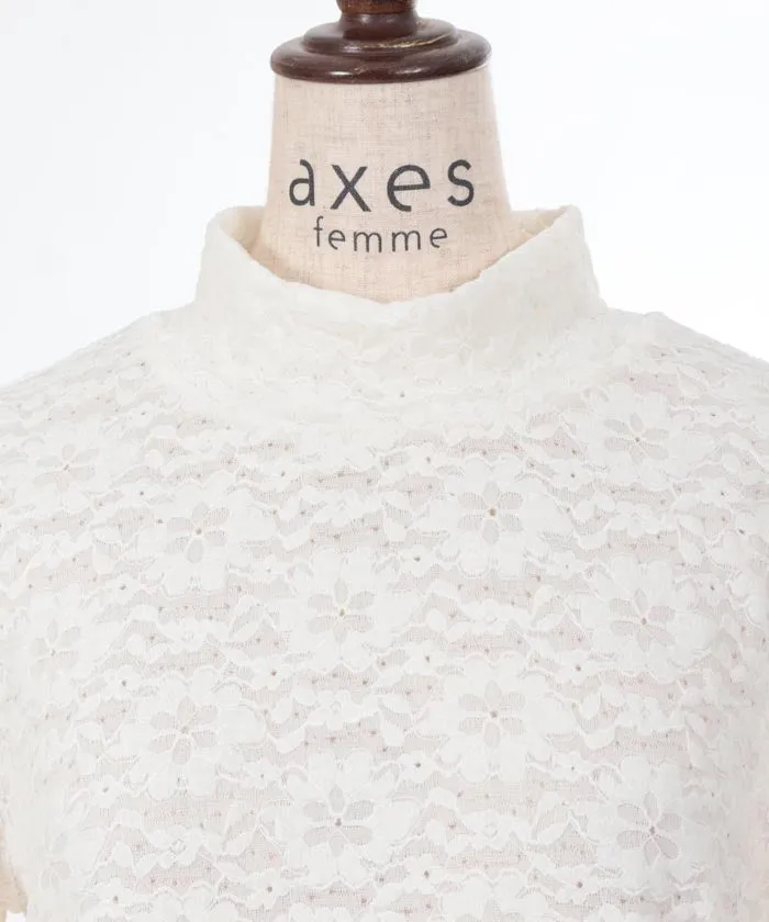 Lace Flare Sleeve Brushed Lace Pullover