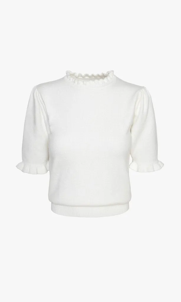 LEANN SWEATER KNIT RUFFLED EDGE TOP