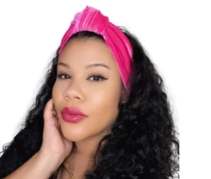 Luxurious Velvet Knotted Headband HOT PINK