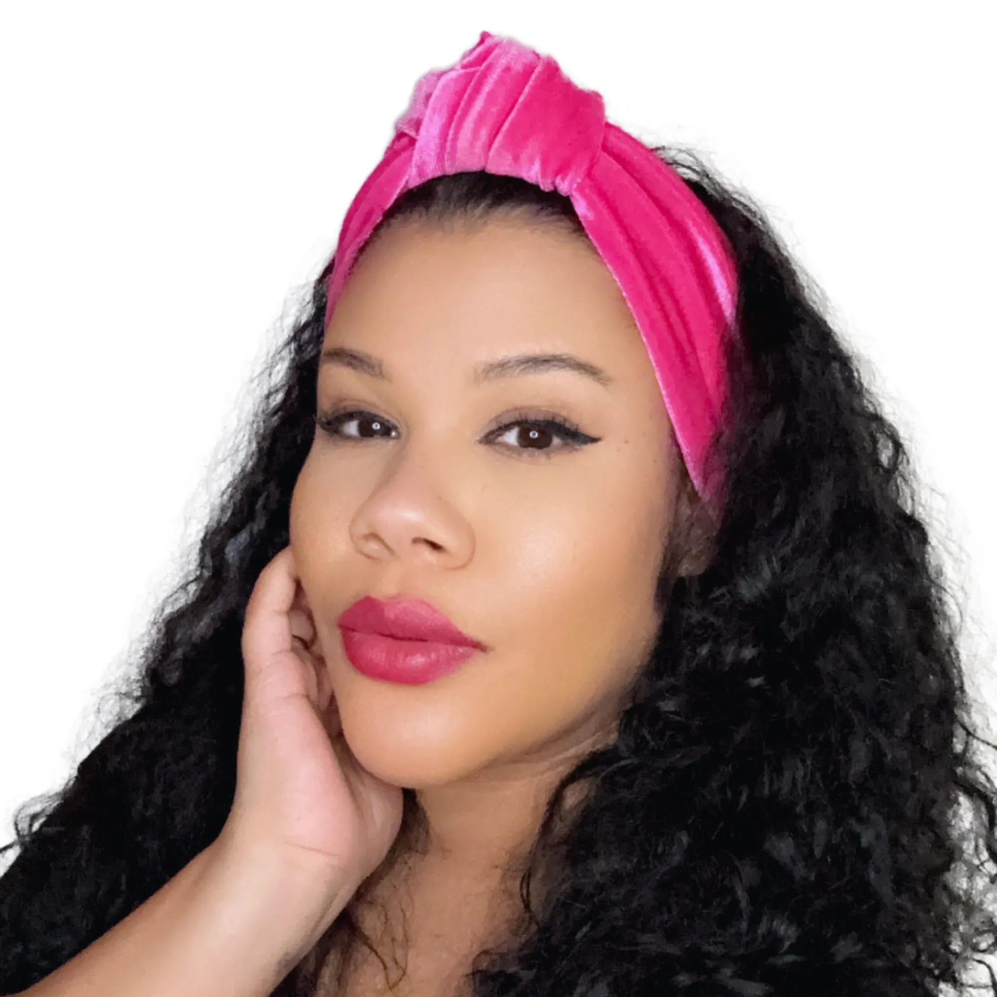 Luxurious Velvet Knotted Headband HOT PINK