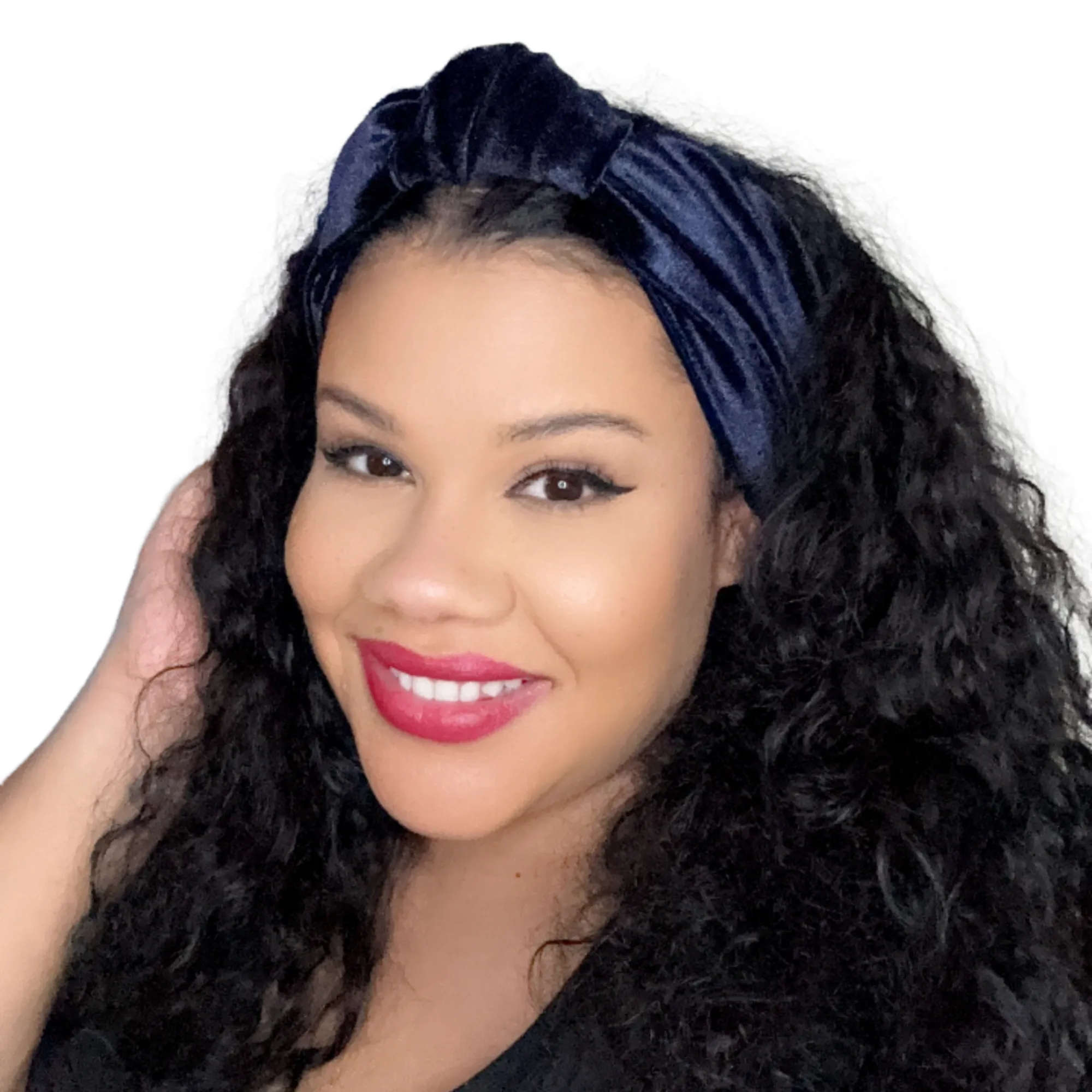 Luxurious Velvet Knotted Headband NAVY BLUE