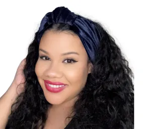 Luxurious Velvet Knotted Headband NAVY BLUE