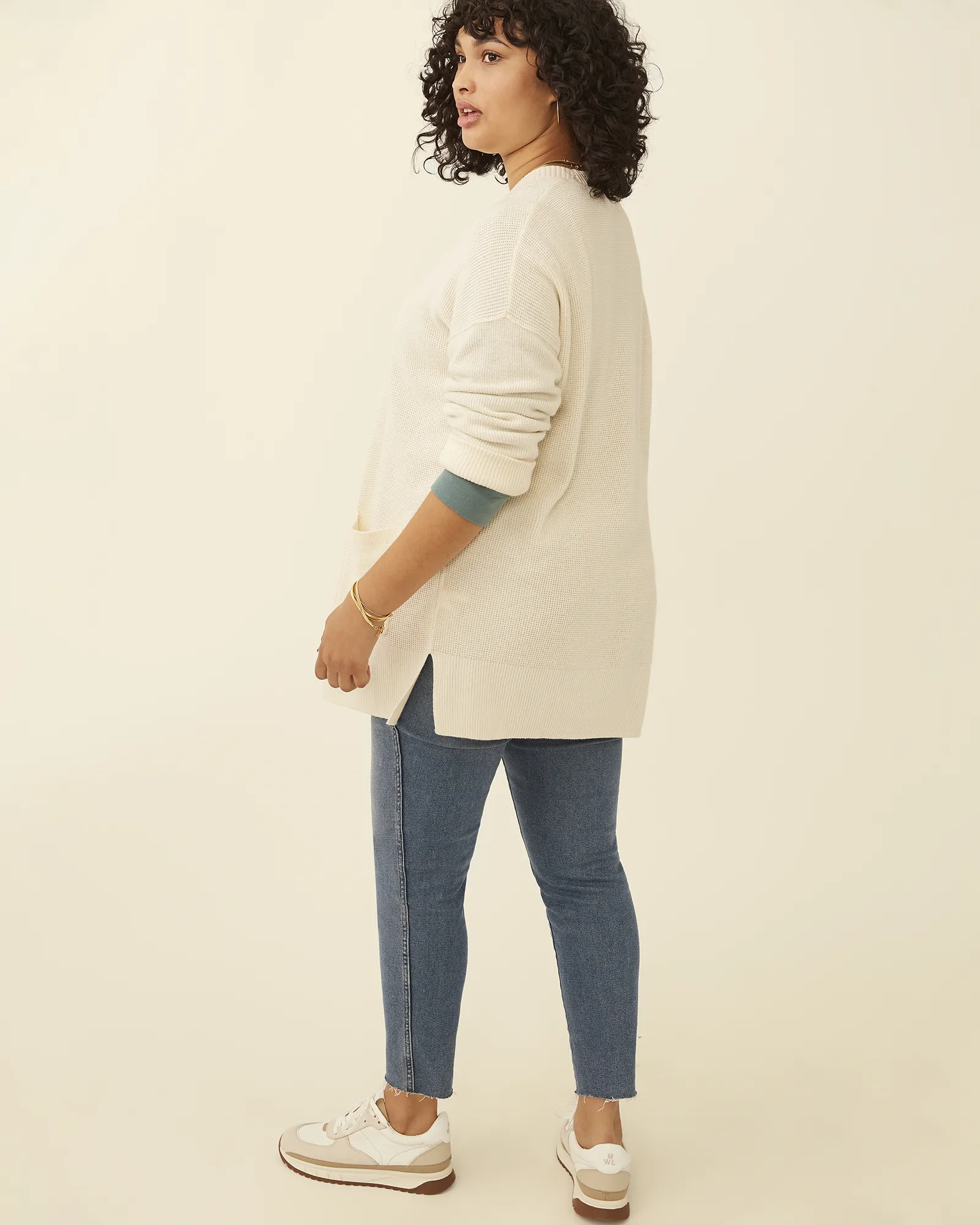 Mauricio Waffle Knit Cardigan | Ivory