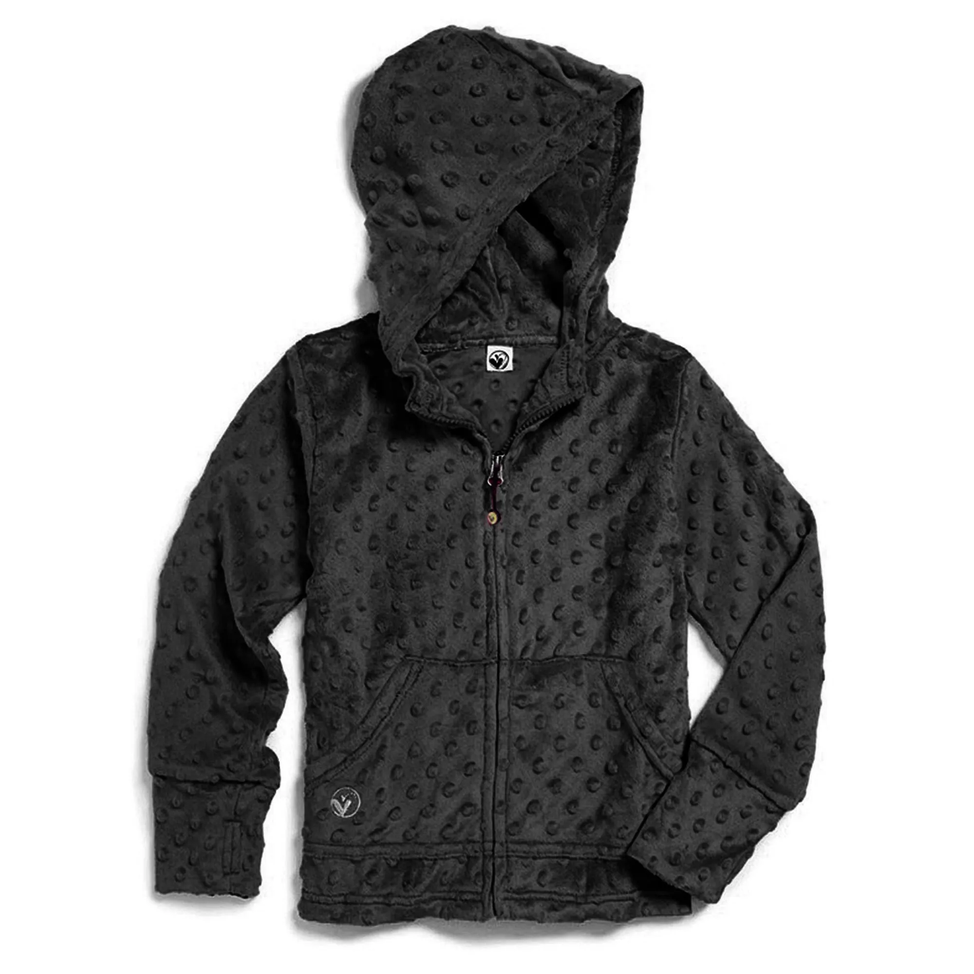 Minky Bubble Zip Hoodie - Black