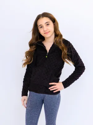Minky Bubble Zip Hoodie - Black