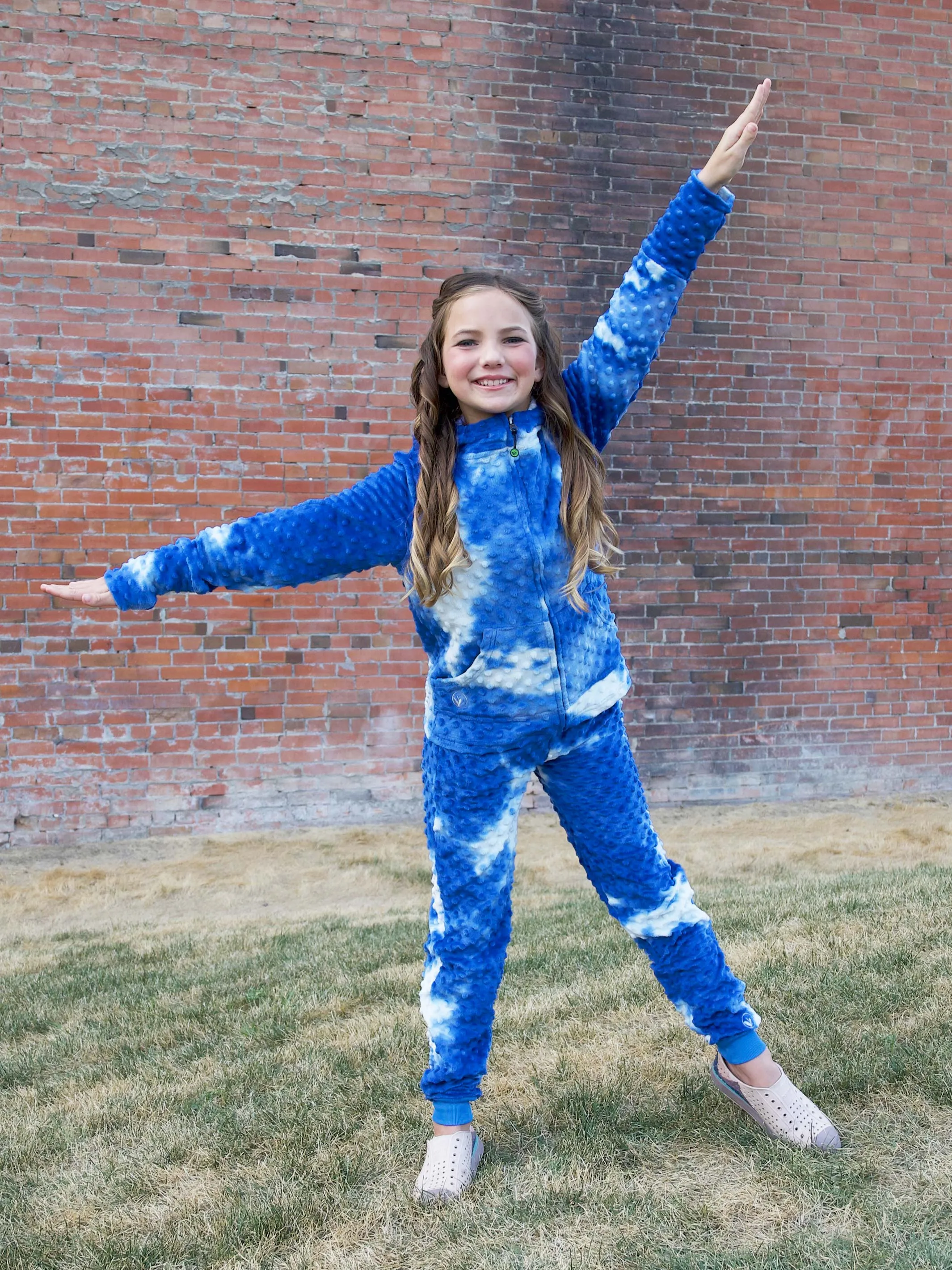 Minky Bubble Zip Hoodie - Blue Tie Dye