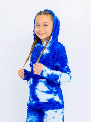Minky Bubble Zip Hoodie - Blue Tie Dye
