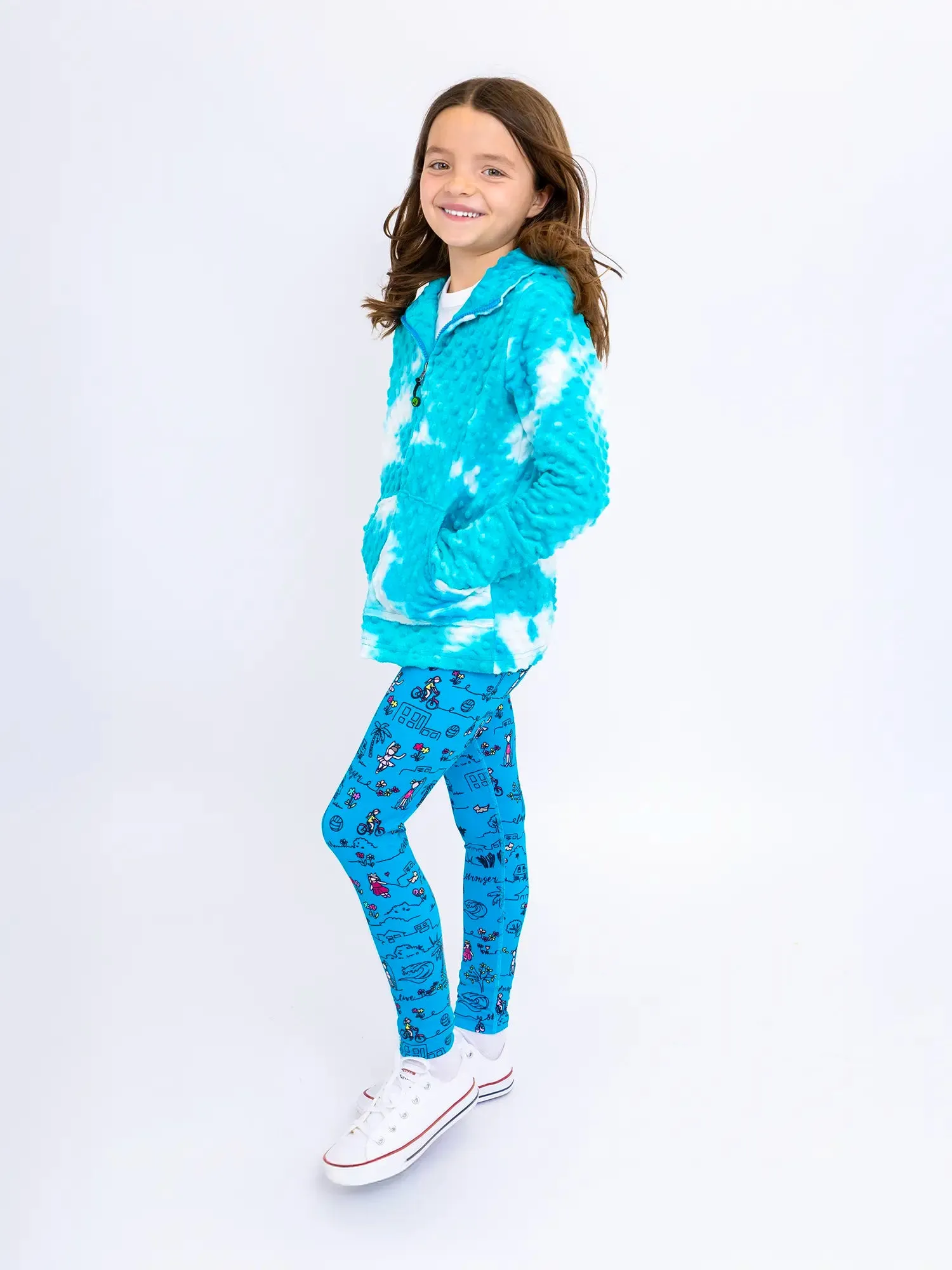 Minky Bubble Zip Hoodie -  Turquoise Tie Dye
