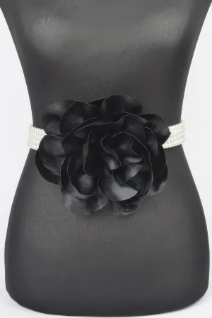 Oversized Flower Pearl Elastic Belt
