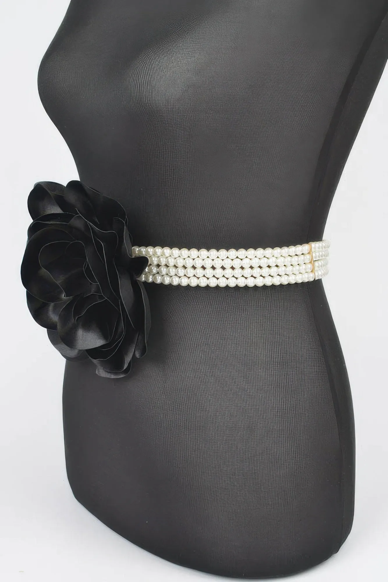 Oversized Flower Pearl Elastic Belt