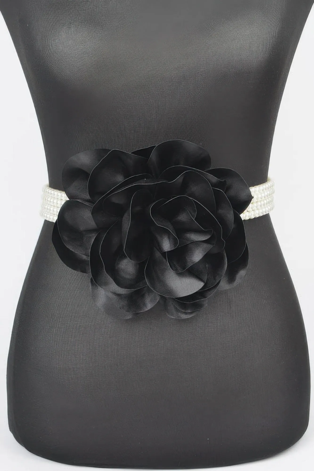 Oversized Flower Pearl Elastic Belt