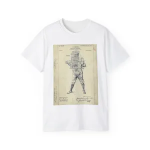 Patent drawing - Drawing of Equipment for a "Base Ball Catcher" Public domain  image White T-Shirt Gildan 2000 Cotton Unisex