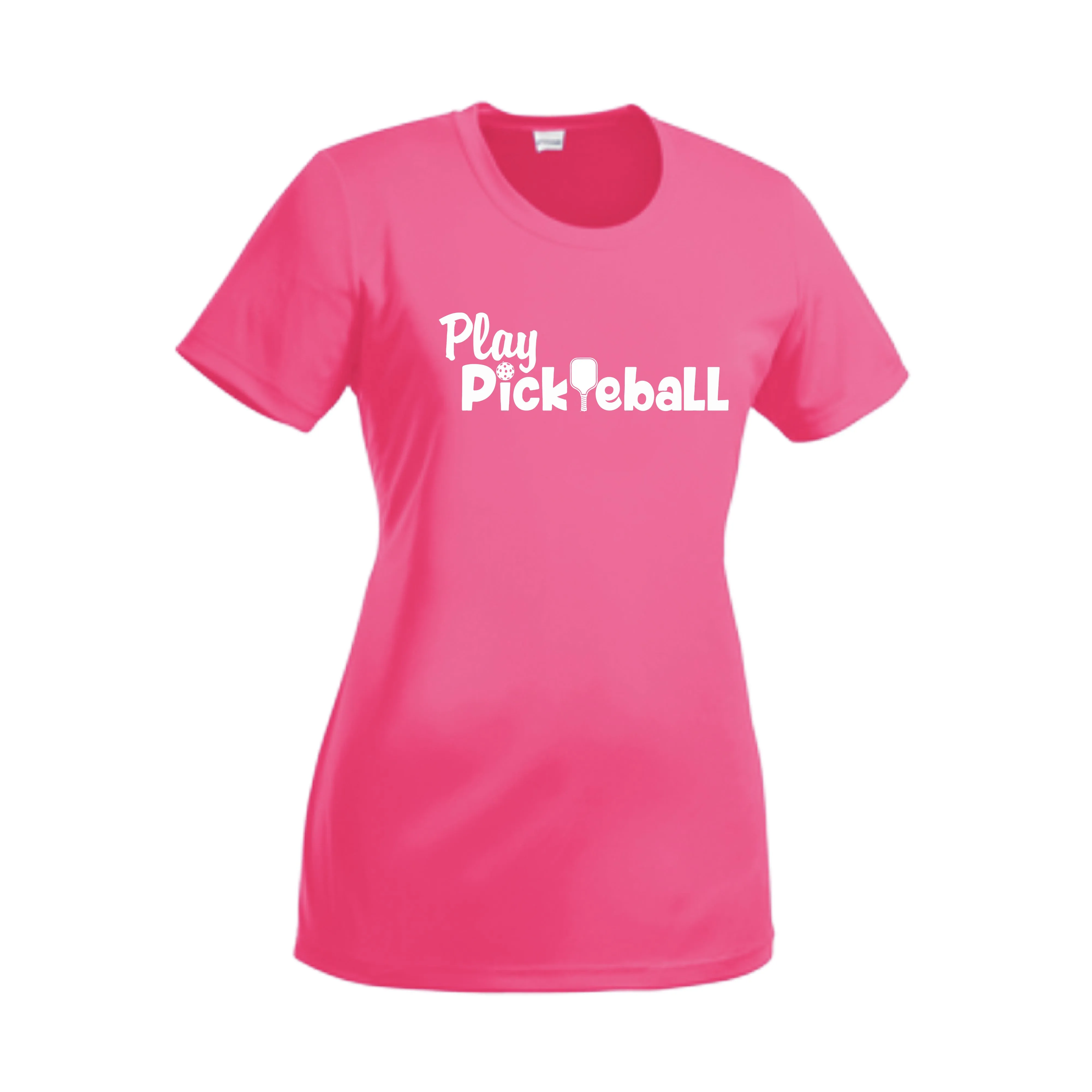 Play Pickleball | Women’s Short Sleeve Crewneck Athletic Shirts | 100% Polyester