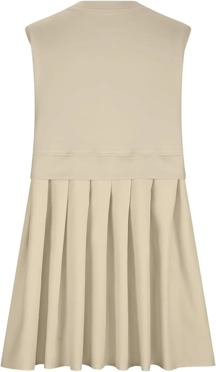 Plus Size Dresses for Curvy Women Solid Color Sleeveless Midi Dress Baggy Casual Sundress Ruffle Flowy Summer Dresses