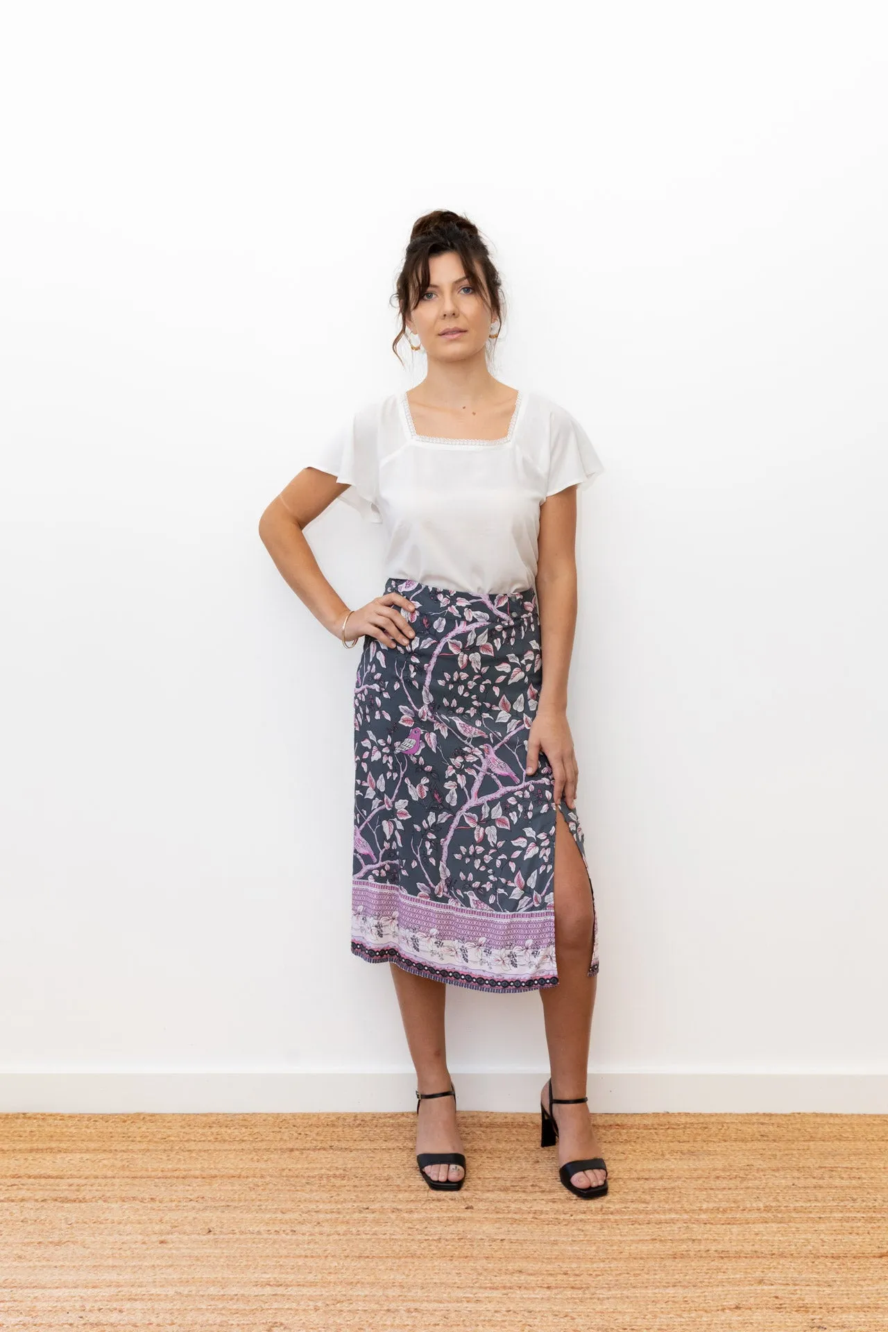 Scarlett Midi Split Skirt - lilac shade