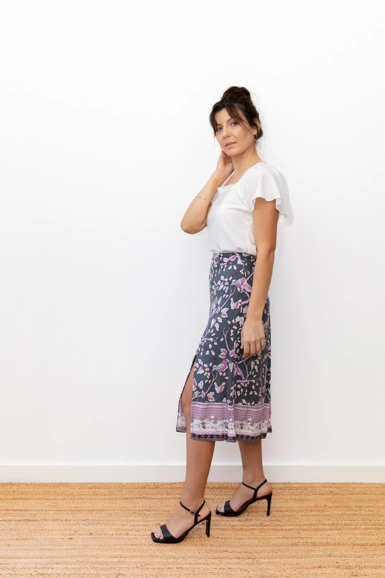 Scarlett Midi Split Skirt - lilac shade