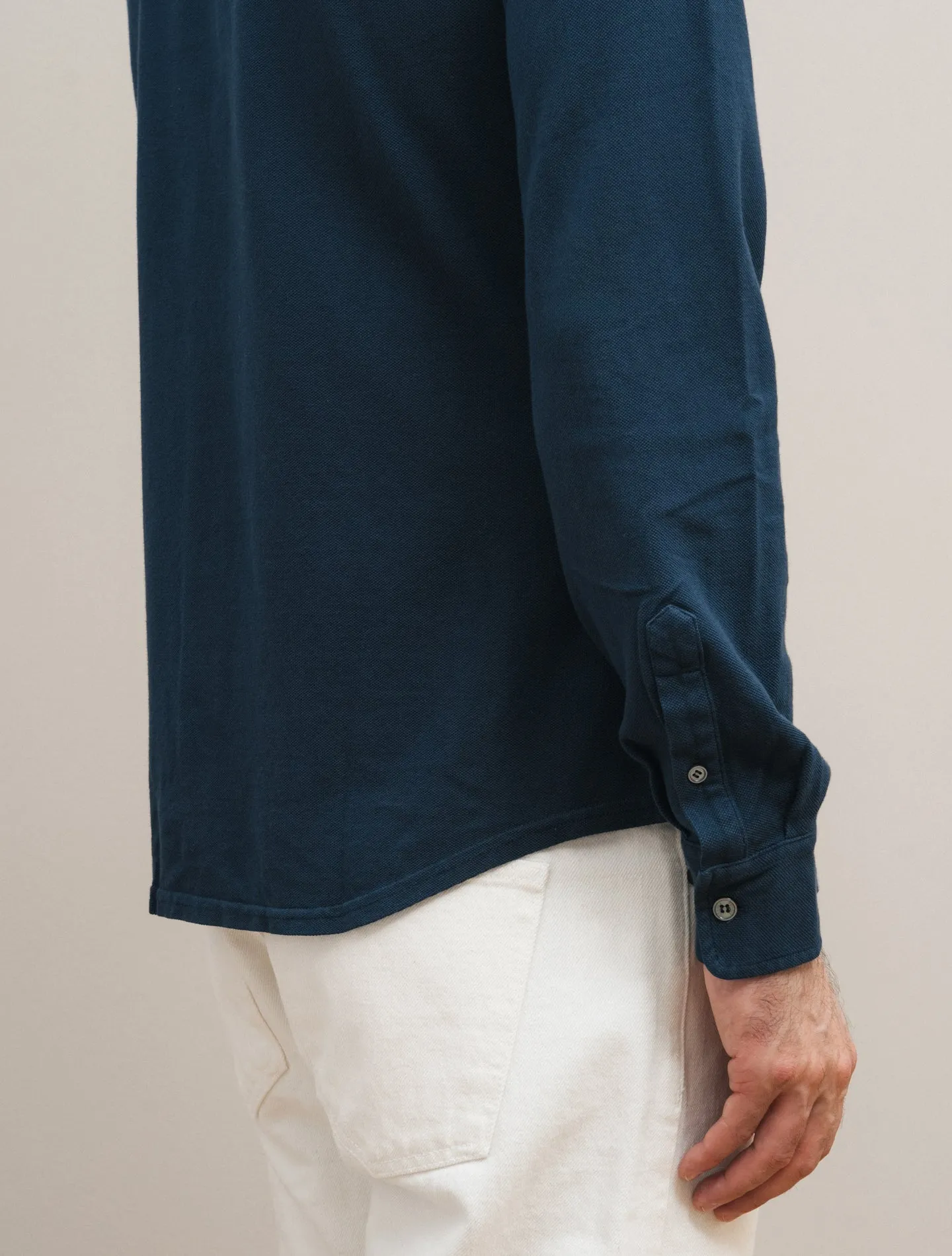 Steve Organic Cotton Pique Shirt Navy
