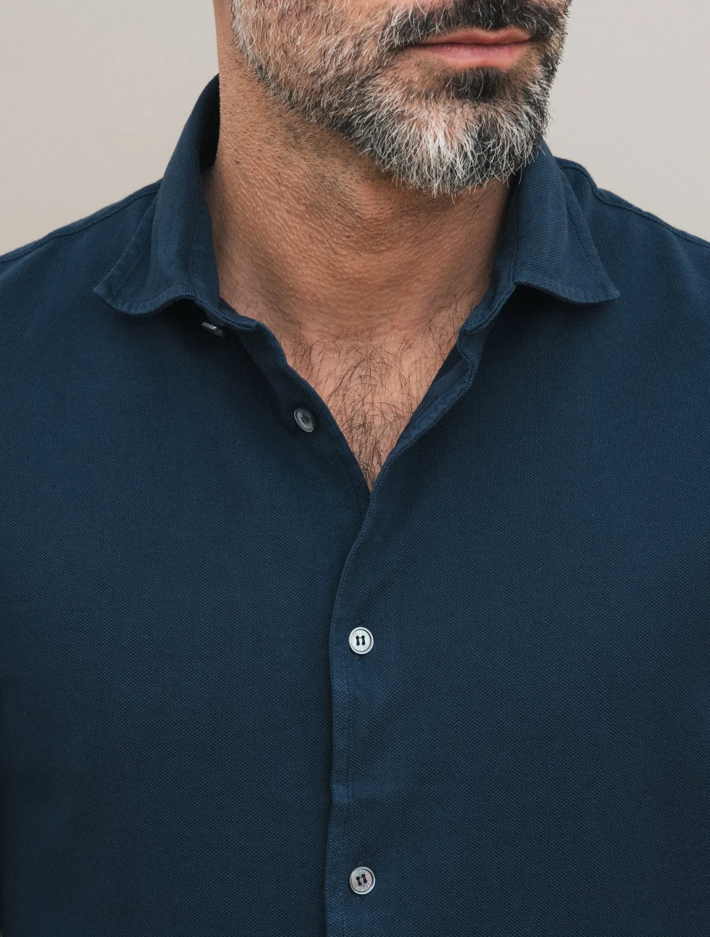 Steve Organic Cotton Pique Shirt Navy