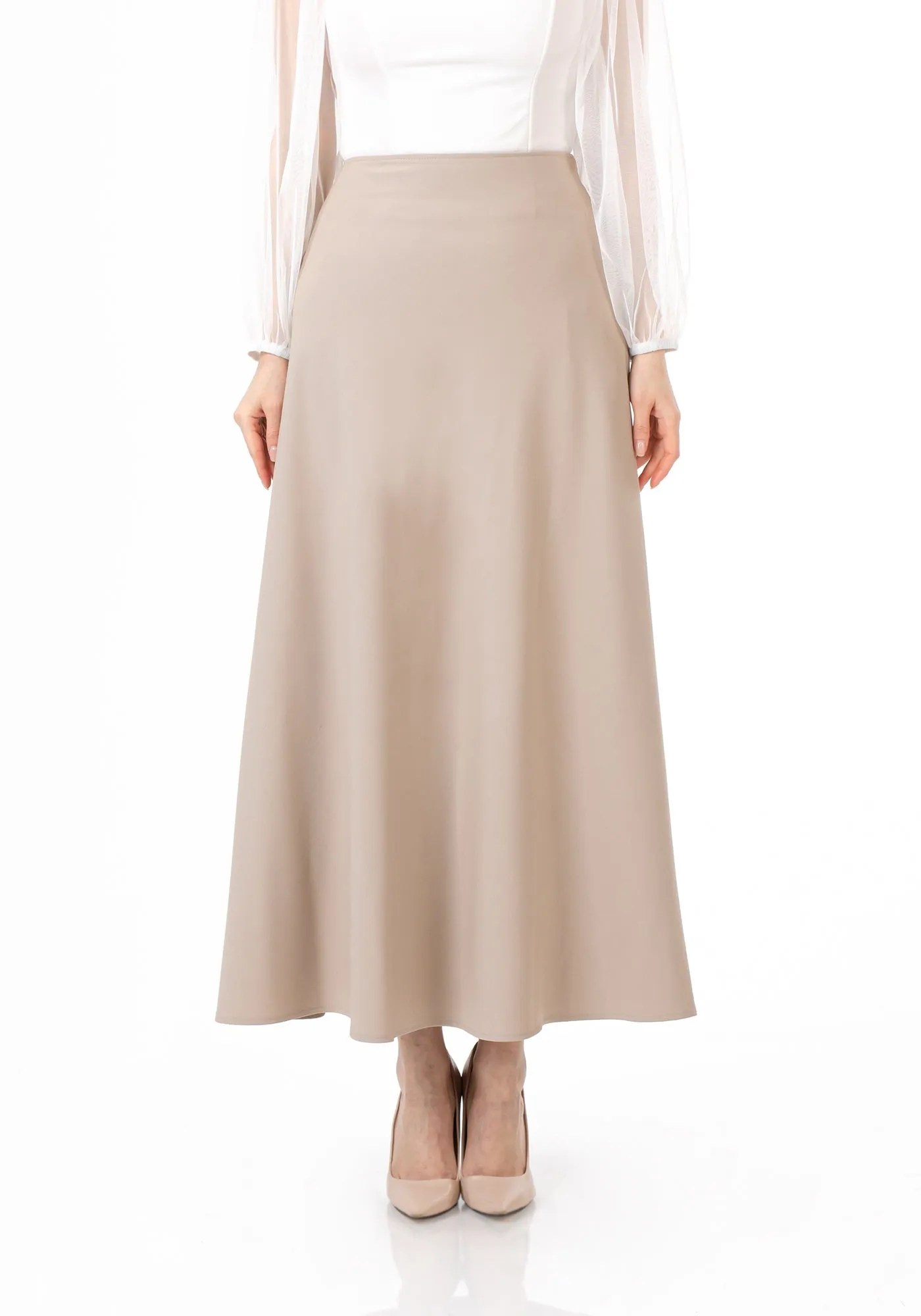 Stone A-Line Style Comfy Maxi Dress Skirt
