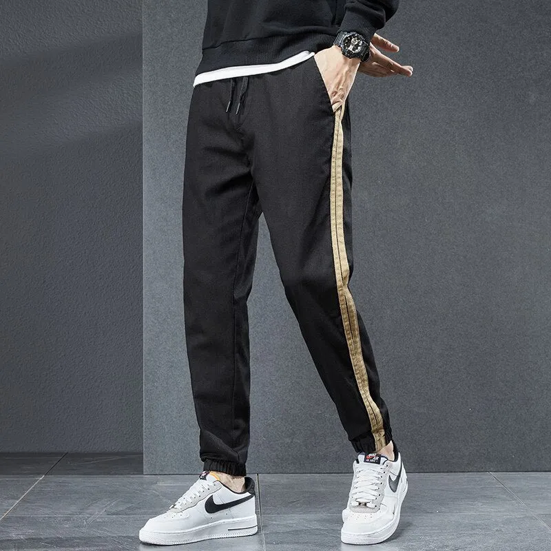 Stripe Appliques Cargo Pants