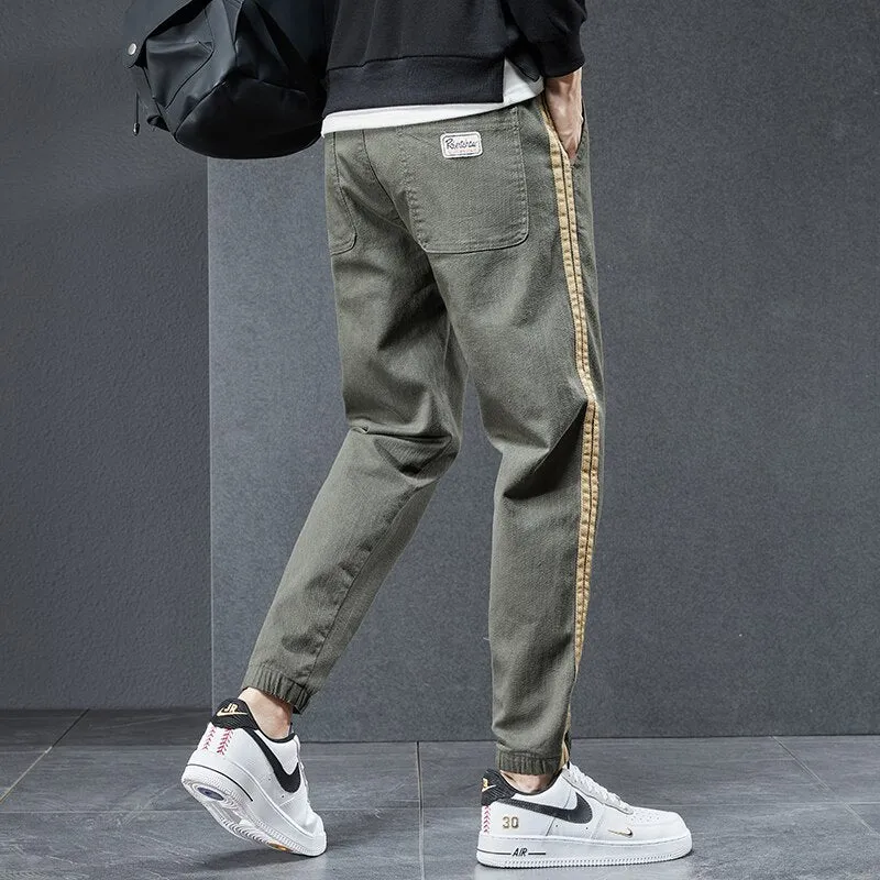 Stripe Appliques Cargo Pants