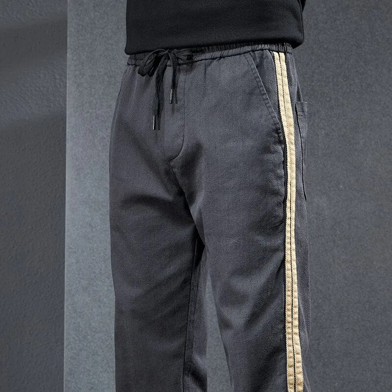 Stripe Appliques Cargo Pants