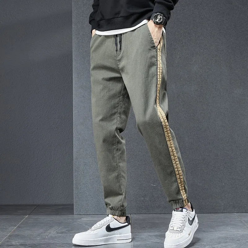 Stripe Appliques Cargo Pants