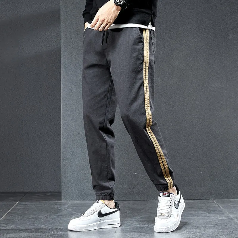 Stripe Appliques Cargo Pants