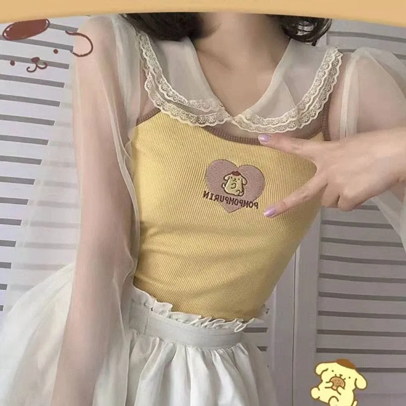 Sweet Kawaii Cropped Knit Tanks