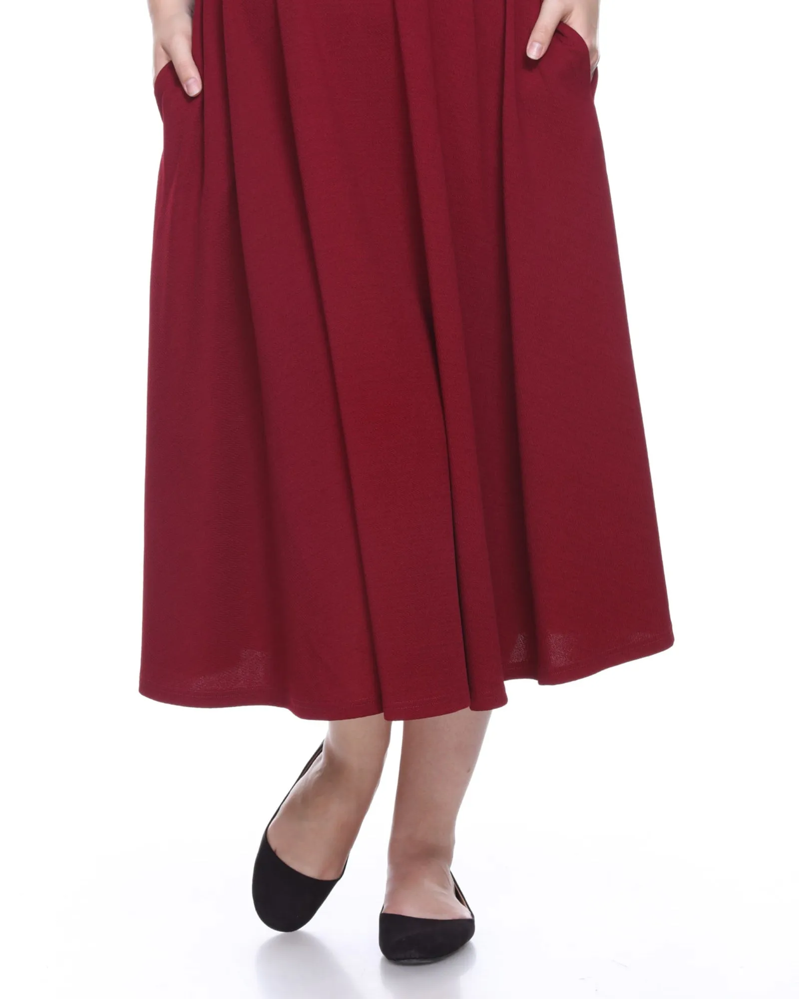 Tasmin Flare Midi Skirt | Burgundy