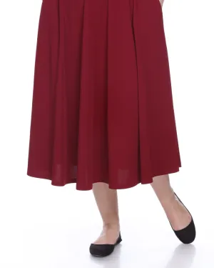 Tasmin Flare Midi Skirt | Burgundy