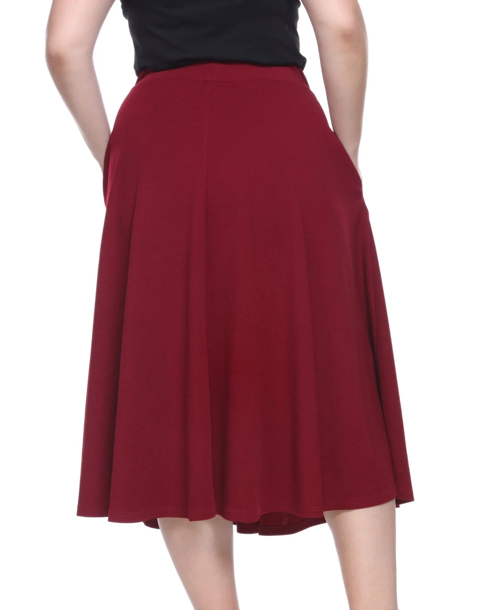 Tasmin Flare Midi Skirt | Burgundy