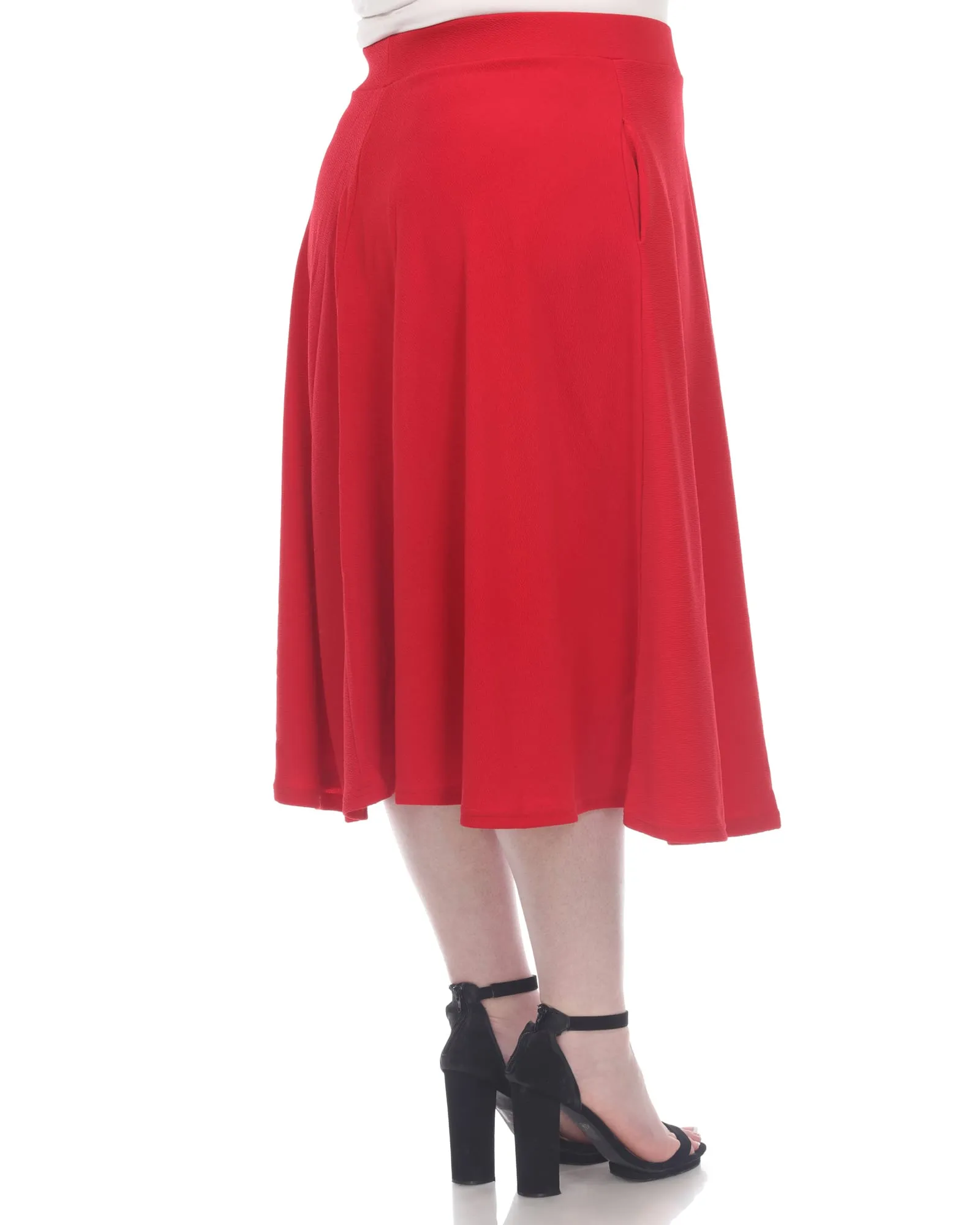 Tasmin Flare Midi Skirt | Red
