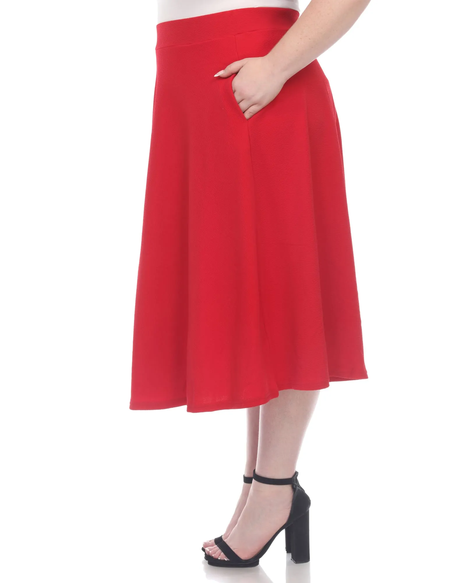 Tasmin Flare Midi Skirt | Red
