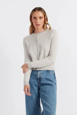 Taupe Cloud Cashmere Cropped Cardigan